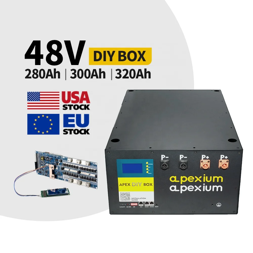 Apexium Customized 48V EV 280ah Lifepo4 Battery Pack 15kw 280 DIY Steel Box 48V 200Ah 320Ah DIY Solar Energy Storage Battery Box
Apexium Customized 48V EV 280ah Lifepo4 Battery Pack 15kw 280 DIY Steel Box 48V 200Ah 320Ah DIY Solar Energy Storage Battery Box