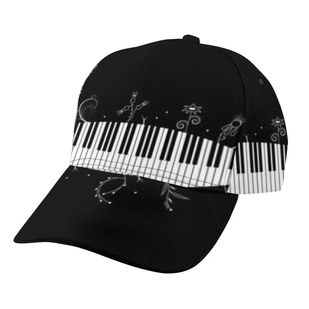 

Unisex Outdoor Sport Sunscreen Baseball Hat Running Visor Cap Piano Keys With Notes Music Keyboard