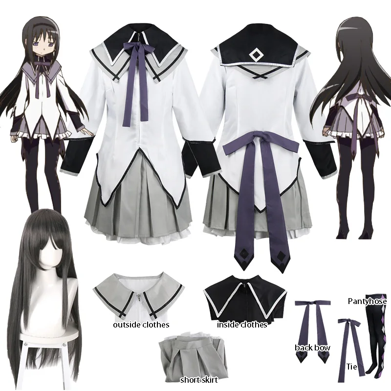 Ainime Puella Magi Madoka Magica Cosplay Akemi Homura Cosplay Costume Short Skirt Jk Uniform with Bowknots Wig Halloween Party
Ainime Puella Magi Madoka Magica Cosplay Akemi Homura Cosplay Costume Short Skirt Jk Uniform with Bowknots Wig Halloween Party