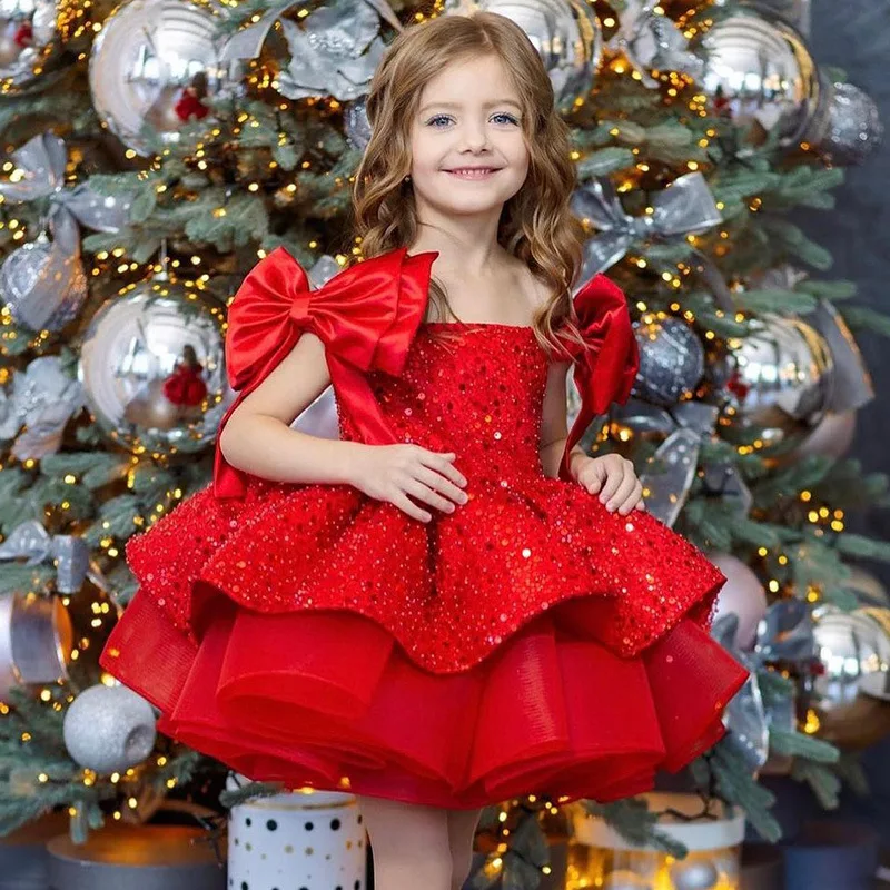 Glitter Red Girl Dress Bow Off The Shoulder Puffy Princess Dresses Cute Baby Girl Birthday Dress Children Gowns
Glitter Red Girl Dress Bow Off The Shoulder Puffy Princess Dresses Cute Baby Girl Birthday Dress Children Gowns