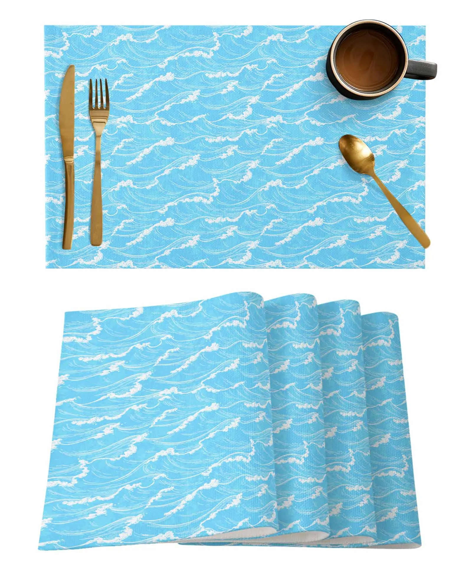 

Ocean Abstract Waves Summer Placemat Wedding Party Dining Decor Linen Table Mat Kitchen Accessories Table Napkin