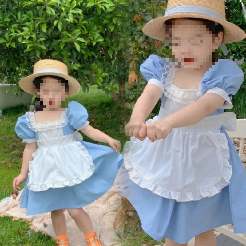 Girls Dresses2024New Blue Color Puff Sleeve Palace Style Maid French Style Fake Two-Piece Skirts
Girls Dresses2024New Blue Color Puff Sleeve Palace Style Maid French Style Fake Two-Piece Skirts