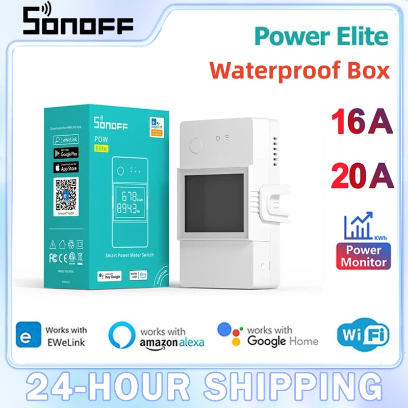 

SONOFF Power Meter Smart Wifi Switch POW Origin 16A/20A LCD Screen Overload Protection Monitoring Switch Via Alexa Google