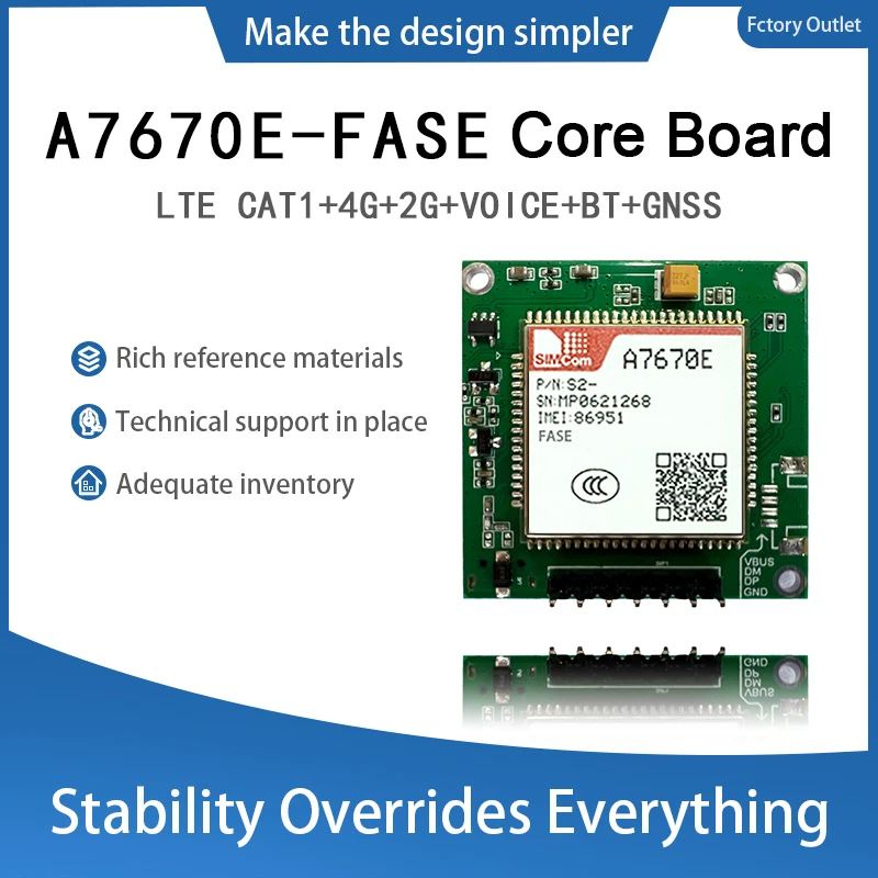 

SIMCOM A7670E-FASE Development Board LTE CAT1+4G+2G+Voice+BT+GNSS A7670E Wireless Communication Module breakout board
