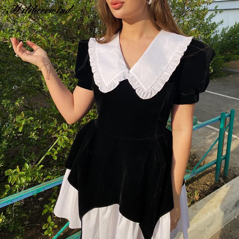 Summer Fashion New Peter Pan Collar Sweet Dress for Women Sheath Short Sleeve Ball Gown Femme Streetwear Elegant Lady Dresses
Summer Fashion New Peter Pan Collar Sweet Dress for Women Sheath Short Sleeve Ball Gown Femme Streetwear Elegant Lady Dresses
