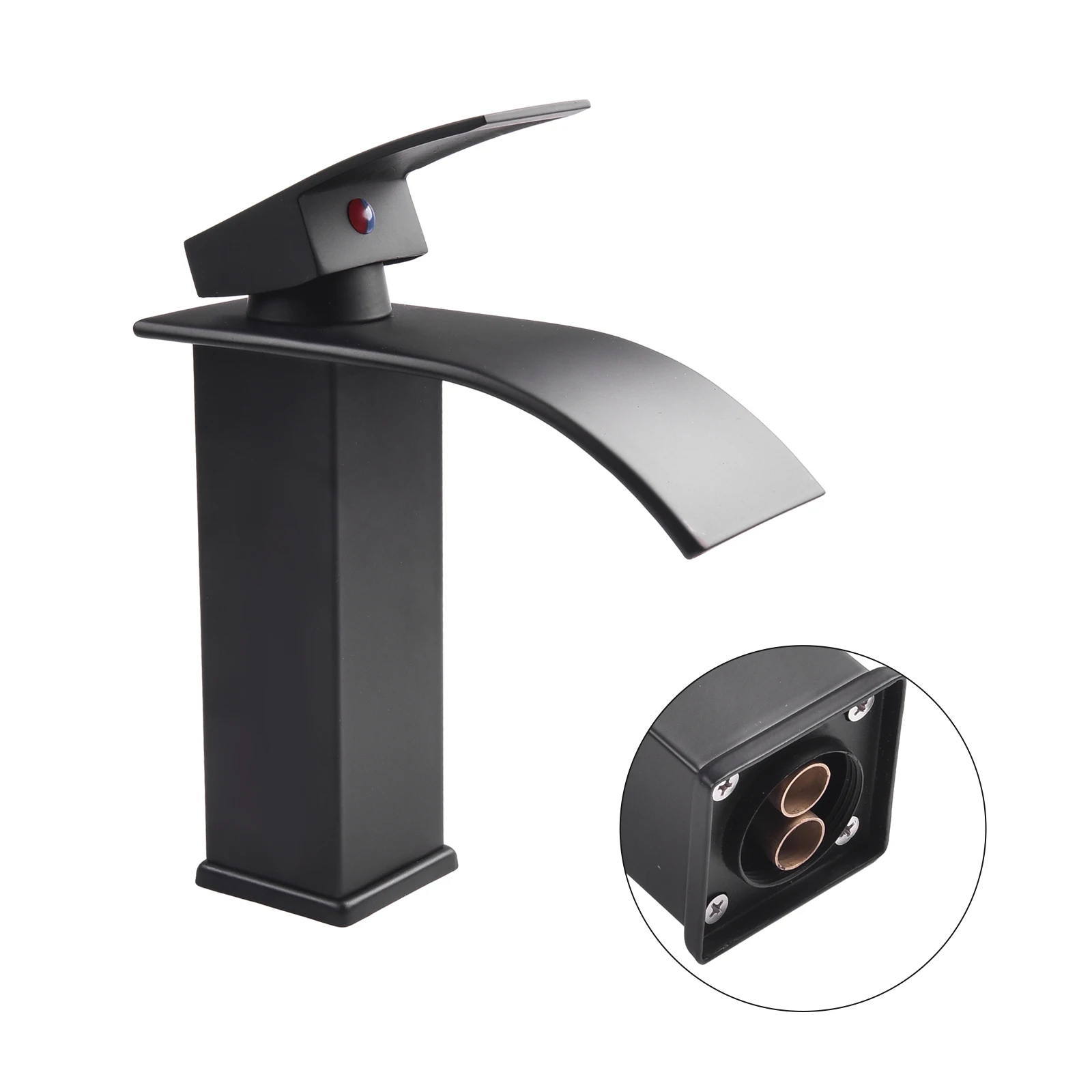 

Waterfall Basin Sink Faucet Black Faucets Brass Bath Faucets Hot&Cold Water Mixer Vanity Tap Deck Mounted Washbasin Taps