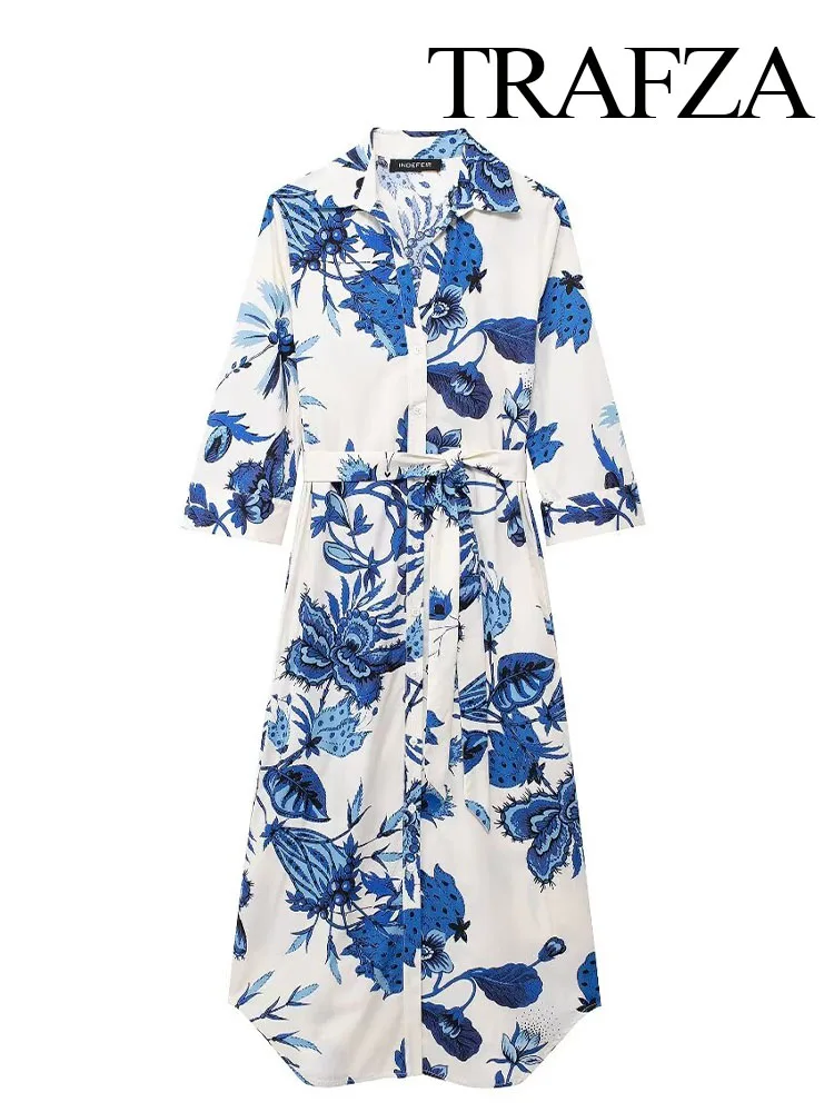 TRAFZA Female Chic Vintage Print Shirt Dress 2024 Summer Woman Casual Single Breasted Decoration V Neck Short Sleeved Dress Traf
TRAFZA Female Chic Vintage Print Shirt Dress 2024 Summer Woman Casual Single Breasted Decoration V Neck Short Sleeved Dress Traf