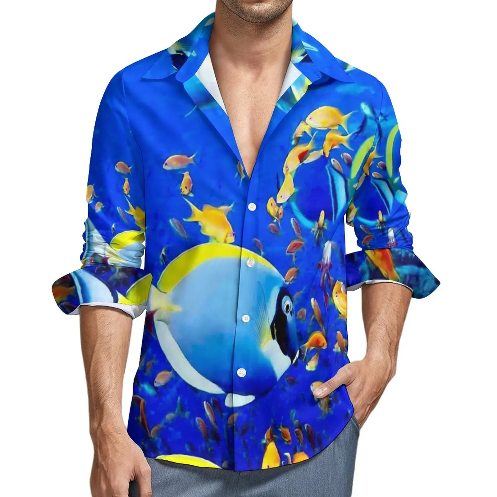 Tropical Marine Casual Shirts Men Colorful Fish Print Shirt Long Sleeve Cool Y2K Blouses Spring Graphic Clothing 3XL 4XL
Tropical Marine Casual Shirts Men Colorful Fish Print Shirt Long Sleeve Cool Y2K Blouses Spring Graphic Clothing 3XL 4XL
