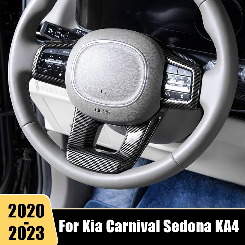 

Carbon fiber Car For Kia Carnival Sedona KA4 2020 2021 2022 2023 Car Steering Wheel Button Sticker Trim Cover Accessories ABS