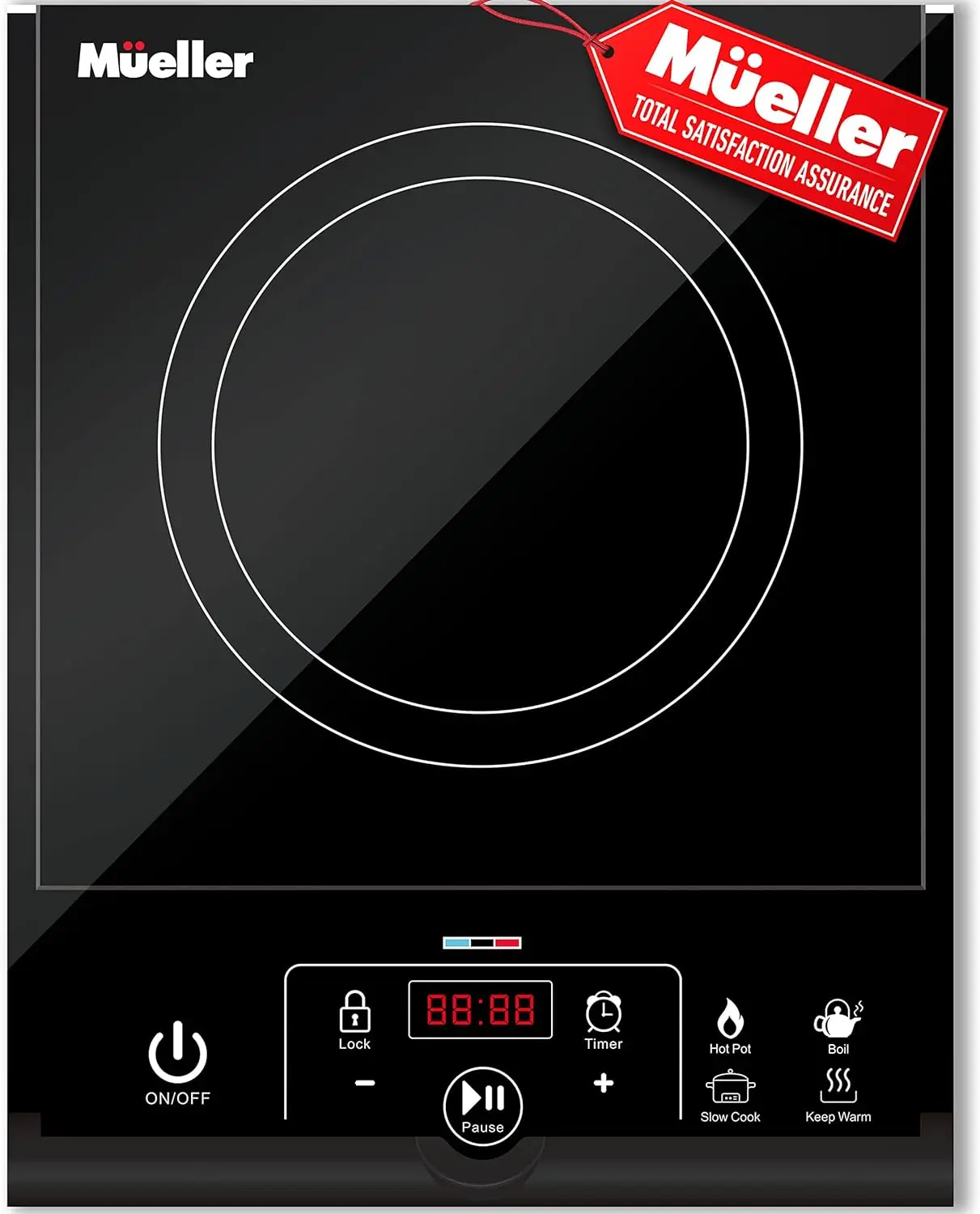 

RapidTherm Portable Induction Cooktop Hot Plate Countertop Burner 1800W, 8 Temp Levels, Timer, Auto-Shut-Off, Touch Panel