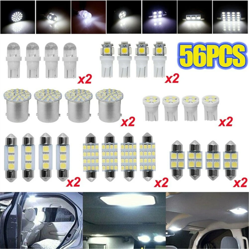 56Pcs LED Car Bulb Kit T10 Dome Door Trunk License Plate Light Combo Set DC 12V Glove Box Light Trunk Light Dropshipping
56Pcs LED Car Bulb Kit T10 Dome Door Trunk License Plate Light Combo Set DC 12V Glove Box Light Trunk Light Dropshipping