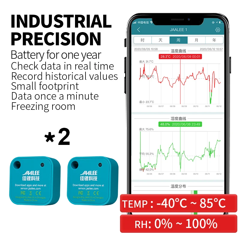 

jaalee JHT Temperature/Humidity/Dewpoint/VPD Sensor Thermometer/Hygrometer Logger Export Monitor Refrigerator Freezer Fridge