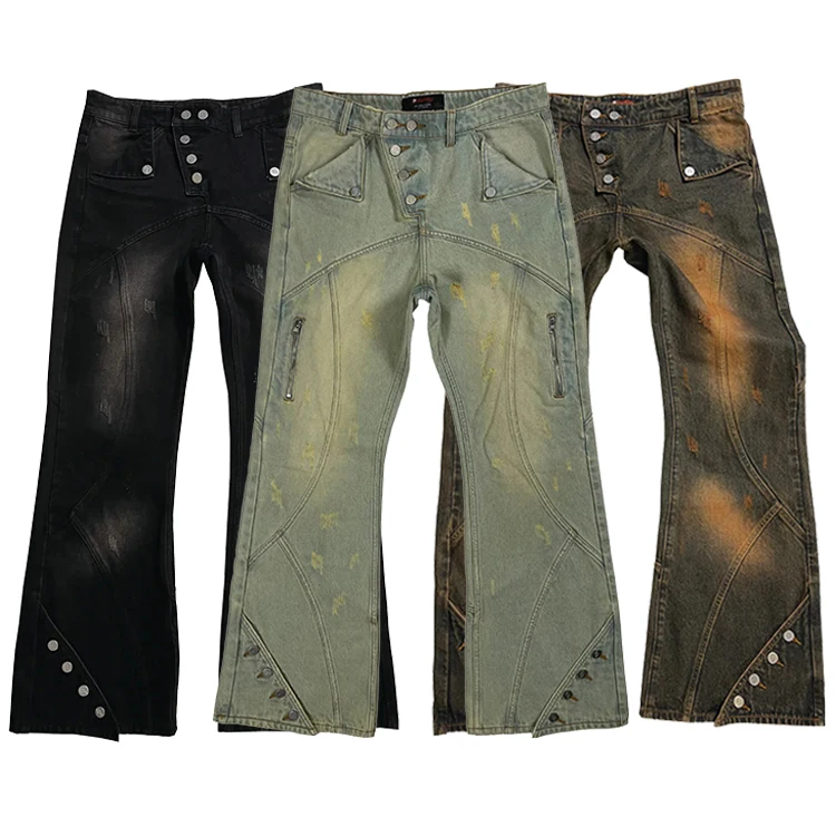 Men Denim Jeans Pants Wide leg trousers Wholesale Side Button Jeans men clothing
Men Denim Jeans Pants Wide leg trousers Wholesale Side Button Jeans men clothing