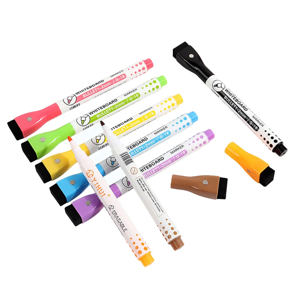 

Magnetic Whiteboard Pen Dry Erase Pens Markers with Washable Erasable Fine Tip Eraser