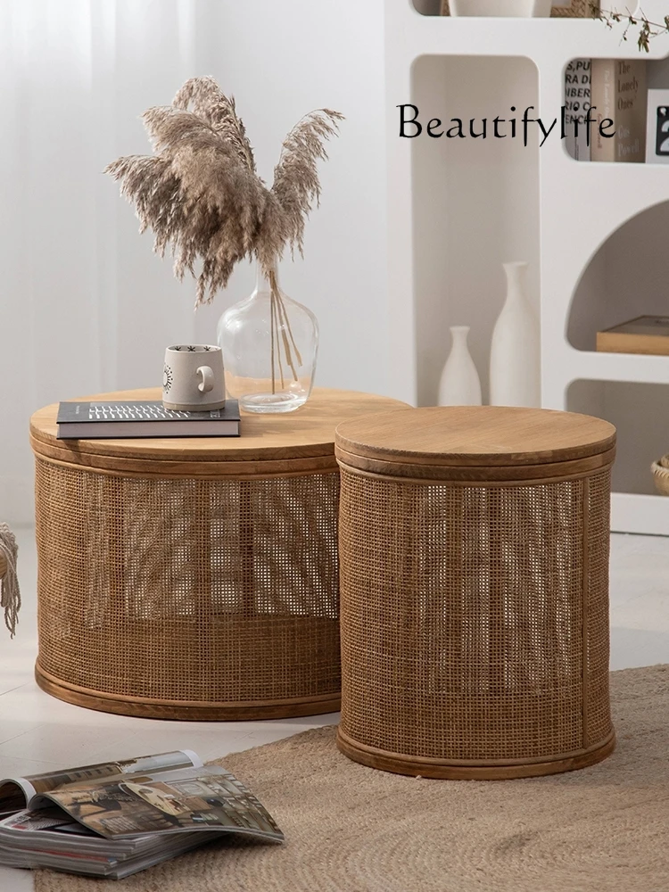 Chinese Style Cylindrical Solid Wood Rattan Tea Table Living Room Tatami Small Tea Table
Chinese Style Cylindrical Solid Wood Rattan Tea Table Living Room Tatami Small Tea Table