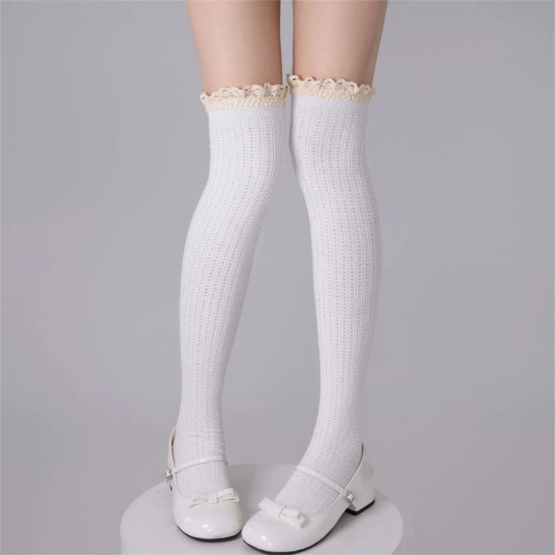 

Высокие носки до бедра в стиле Лолиты с оборками, носки выше колена, женские чулки