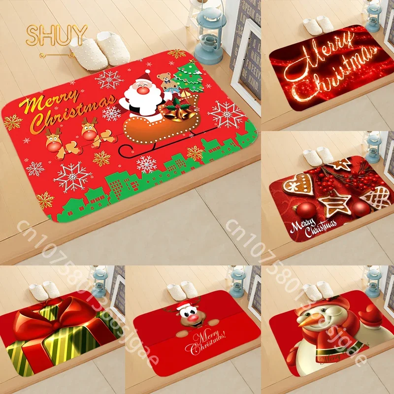 

Merry Christmas Mat New Year Xmas Home Decoration Hallway Entrance Doormat Living Room Bedroom Decor Area Rug Kitchen Floor Mats