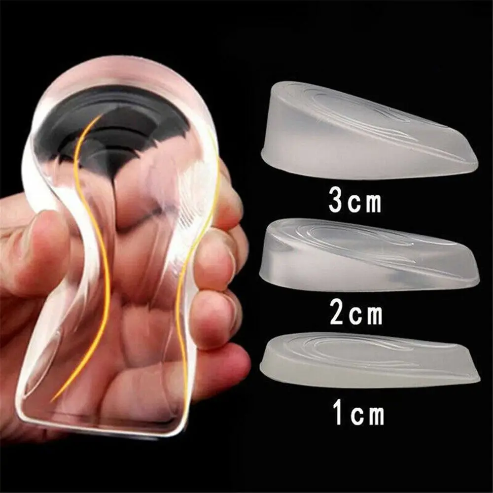 

1 Pair 1~3cm Portable Invisible Soft Height Increase Shoe Insoles Taller Heel Insert Pad Silicone Gel