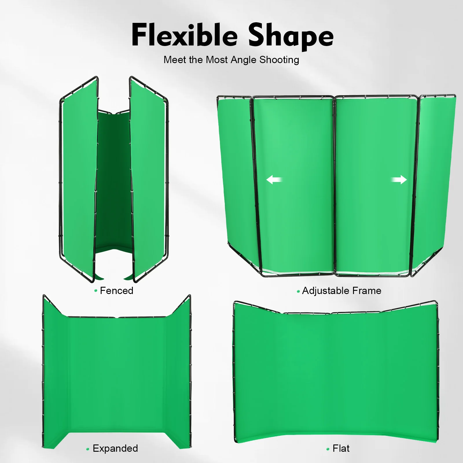 4x2.4-meter Photography Backdrop Stand with Green Cloth Quadruple Screen Background Bracket for Live Videos Interviews Parties 4x2.4-meter Photography Backdrop Stand with Green Cloth Quadruple Screen Background Bracket for Live Videos Interviews Parties