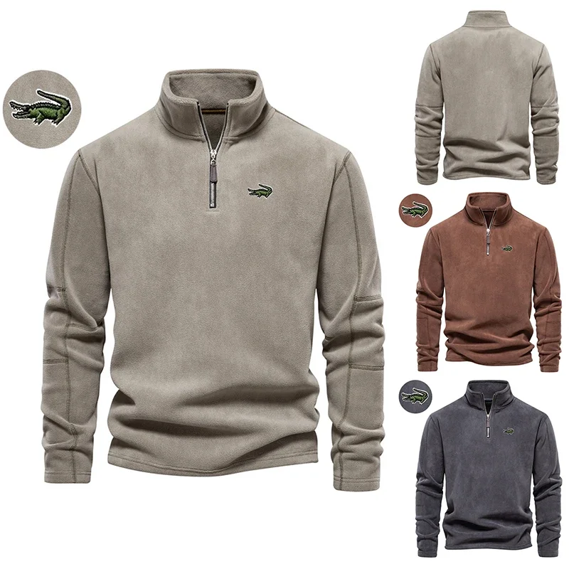Fall Winter Warm Fleece Tops Men Sweatshirts Casual Long Sleeve Zipper Stand Collar Pullover Mens Fashion Solid Color Sweatshirt
Fall Winter Warm Fleece Tops Men Sweatshirts Casual Long Sleeve Zipper Stand Collar Pullover Mens Fashion Solid Color Sweatshirt