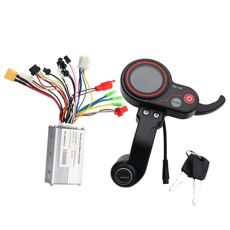 

48V Controller+ZQ-100 Mileage Meter With Key Speed Adjustable Electric Scooter Meter 6 Pin Display Parts For Electric Scooter