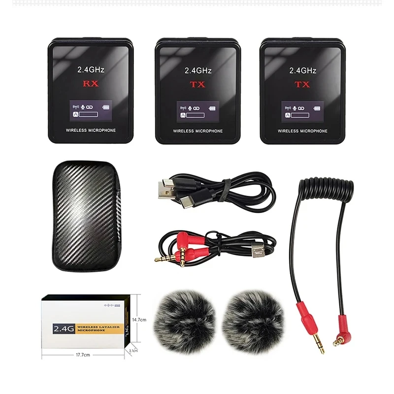 

2.4GHz Wireless Lavalier Microphone System Compatible with DSLR Cameras, Camcorders, iPhone, Android Smartphones, and Tablets