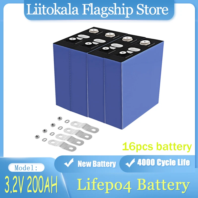 16pcs LiitoKala Lifepo4 3.2v 200Ah Grade A New Lifepo4 Rechargeable Battery 3.2v 200ah Battery, Suitable for 12v 200ah Solar
16pcs LiitoKala Lifepo4 3.2v 200Ah Grade A New Lifepo4 Rechargeable Battery 3.2v 200ah Battery, Suitable for 12v 200ah Solar