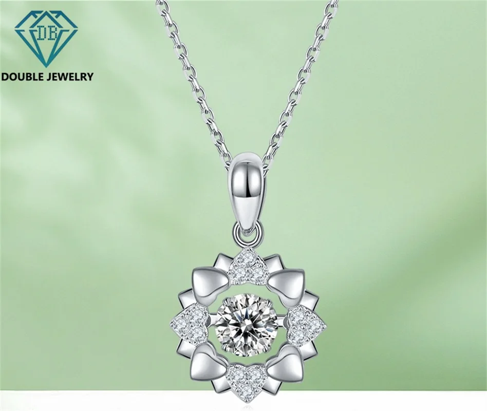 Double Jewelry lotus design Dancing Moissanite Pendant Necklace For women S925 silver Clavicle Chain Necklace Valentines Jewelry
Double Jewelry lotus design Dancing Moissanite Pendant Necklace For women S925 silver Clavicle Chain Necklace Valentines Jewelry