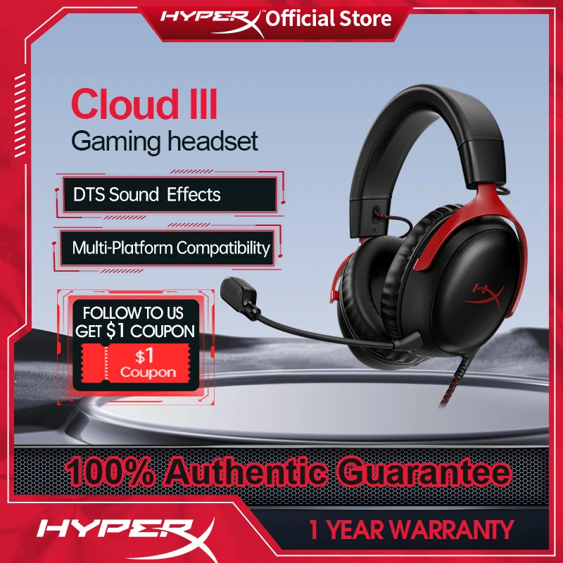 

HyperX Cloud 3 III Wired Gaming Headset With HiFi 7.1 Surround Sound Microphone Gaming Headphone For PC PS4/5 Xbox Switch