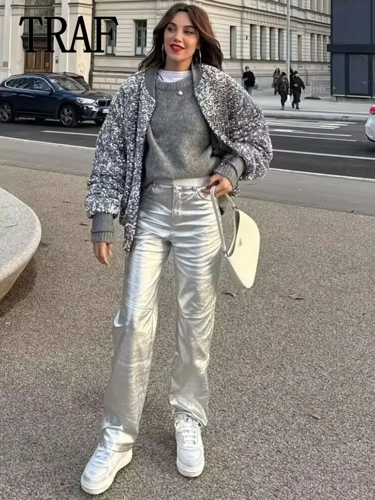 TRAF 2024 Sequin Croped Jacket Women Vintage Female Autumn Stand Collar Long Sleeve Coat Gold Lady Streetwear Outerwear
TRAF 2024 Sequin Croped Jacket Women Vintage Female Autumn Stand Collar Long Sleeve Coat Gold Lady Streetwear Outerwear