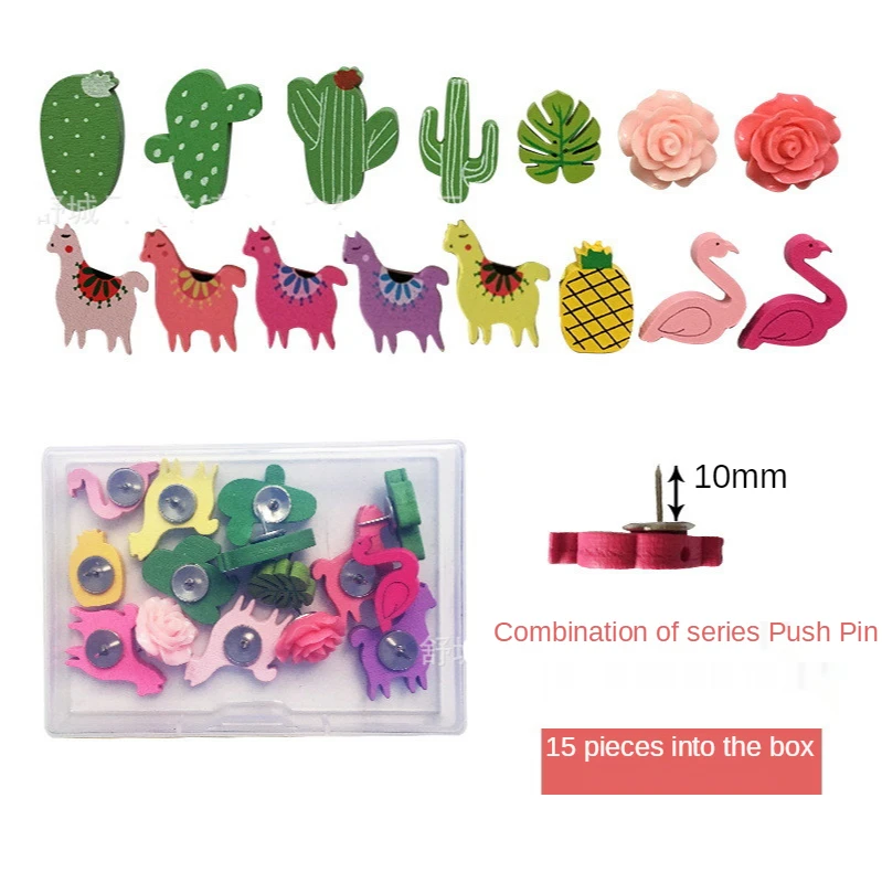 15pcs Office Drawing Pin Cork Fixed Cactus Pushpin Push Pin Wooden Wall Thumbtack Flamingo Tack Pin Stationery Binding Supplies
15pcs Office Drawing Pin Cork Fixed Cactus Pushpin Push Pin Wooden Wall Thumbtack Flamingo Tack Pin Stationery Binding Supplies