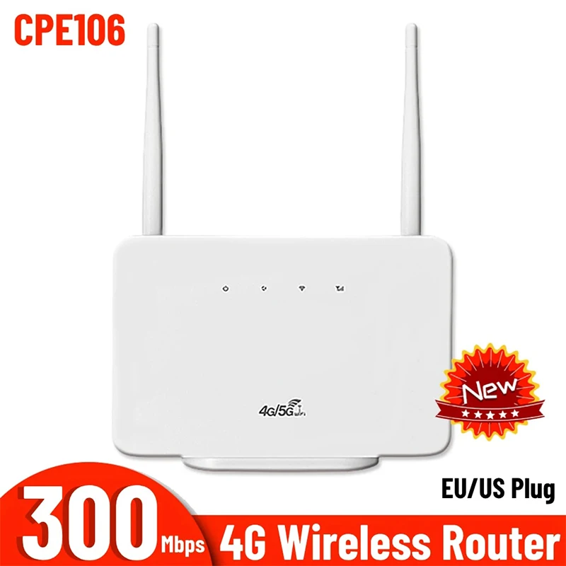 

4G Wireless Router 300Mbps 4G LTE CPE Router Modem External Antenna Wireless Hotspot with Sim Card Slot for Home Office Work