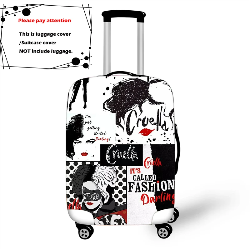 

Disney Movie Cruella de Vil Suitcase Luggage Protective Cover Travel Accessories Trolley Case Elastic Anti-dust Protective Cover