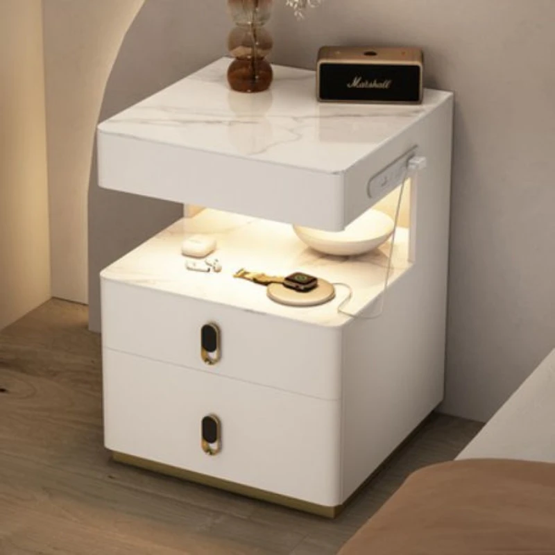 Simple modern luxury high-grade solid wood lightrock board bedroom multifunctional wireless charging bedside table mesa de cama
Simple modern luxury high-grade solid wood lightrock board bedroom multifunctional wireless charging bedside table mesa de cama
