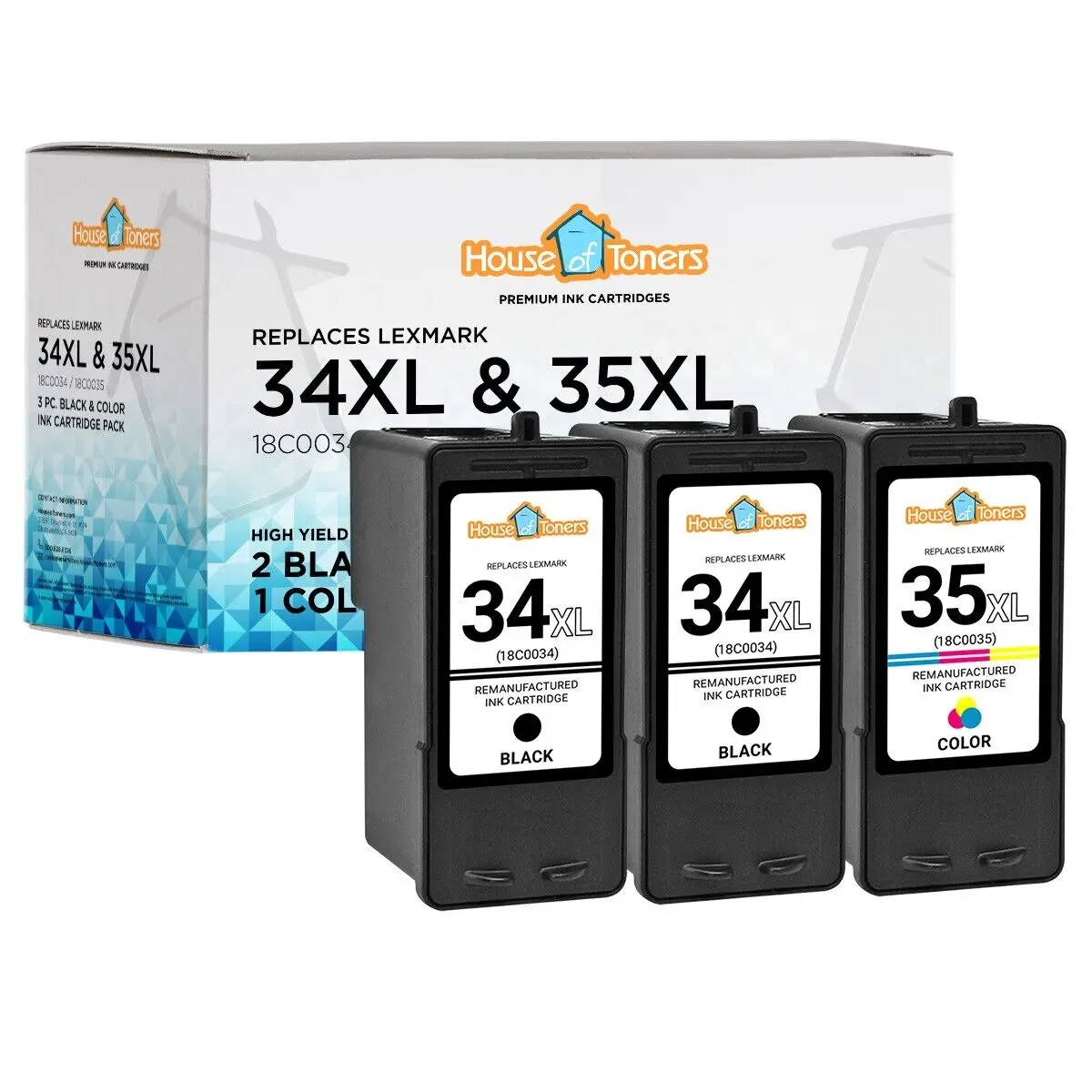 3-pk #34 18C0034 #35 18C0035 Ink for Lexmark X5070 X5075 X5320 X5340 X5410 X5495
3-pk #34 18C0034 #35 18C0035 Ink for Lexmark X5070 X5075 X5320 X5340 X5410 X5495