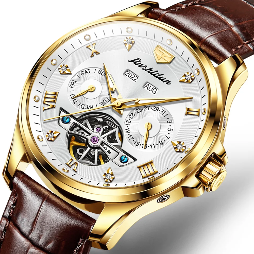 Top Brand Original Automatic Watch for Men Skeleton Tourbillon Waterproof Day Date Luminous Leather Strap Wristwathces Gift Set
Top Brand Original Automatic Watch for Men Skeleton Tourbillon Waterproof Day Date Luminous Leather Strap Wristwathces Gift Set