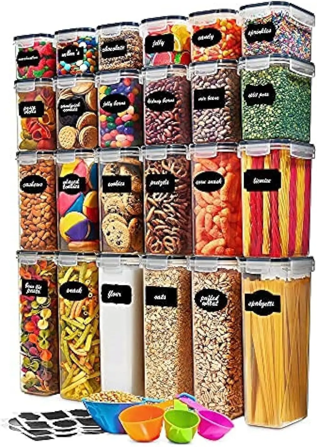 24 package sealed food storage container set, dry food flour and sugar - label, marker and spoon set
24 package sealed food storage container set, dry food flour and sugar - label, marker and spoon set
