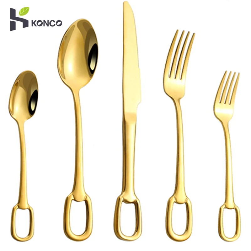 5Pcs Gold Cutlery Set Luxury Tableware Set Knife Fork Spoon Flatware Stainless Steel Hanging Cutlery Set Dinnerware for Family
5Pcs Gold Cutlery Set Luxury Tableware Set Knife Fork Spoon Flatware Stainless Steel Hanging Cutlery Set Dinnerware for Family