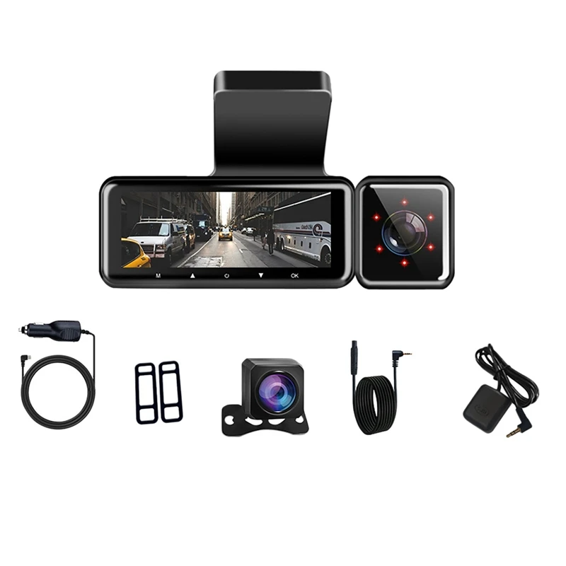 

3.16 Inch Car DVR 2K Touch Screen Front Camera Time-Lapse Video GPS Track Playback Recorder 3 Lens 1080P Rear Cams