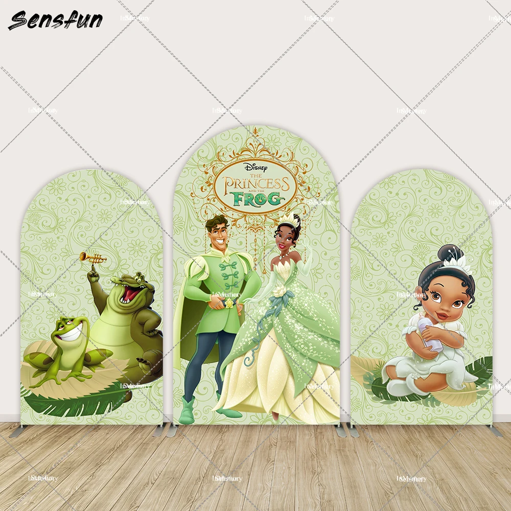 

Princess Tiana Birthday Party Decoration Arched Chiara Backdrop Cover Cartoon Frog Arch Photo Background Wall Baby Shower Banner