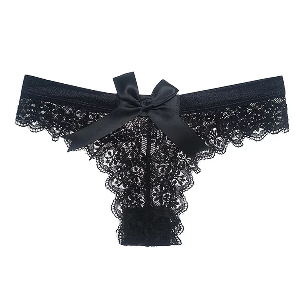 

Women's Lace Bow Sheer Thong G String Panties Sexy Briefs Low Rise Lingerie Sex Love Underwear Lady Erotic Knickers Exposed Butt