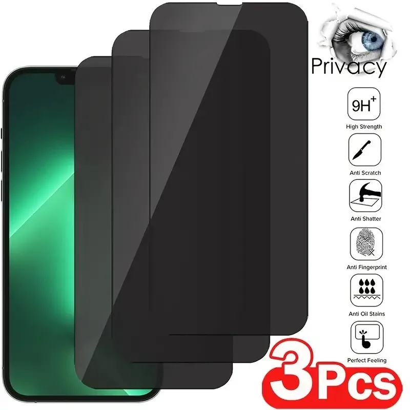 

3Pcs Privacy Screen Protectors for IPhone 12 13 14 Pro Max Mini 7 8 Plus Anti-spy Tempered Glass for IPhone 11 Pro XS MAX XR X
