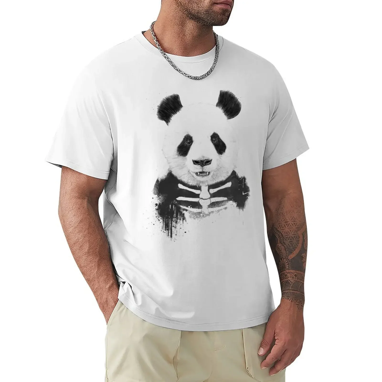 

Футболка с изображением зомби панды для мальчика, летние топы, Мужские Простые футболки