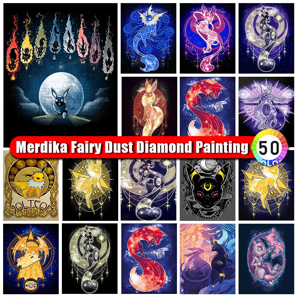 

Merdika Fairy Dust Diamond Painting Pokemon New Collection 2024 Full Diamond Mosaic 5D DIY Cross Stitch Kit Anime Art Home Decor