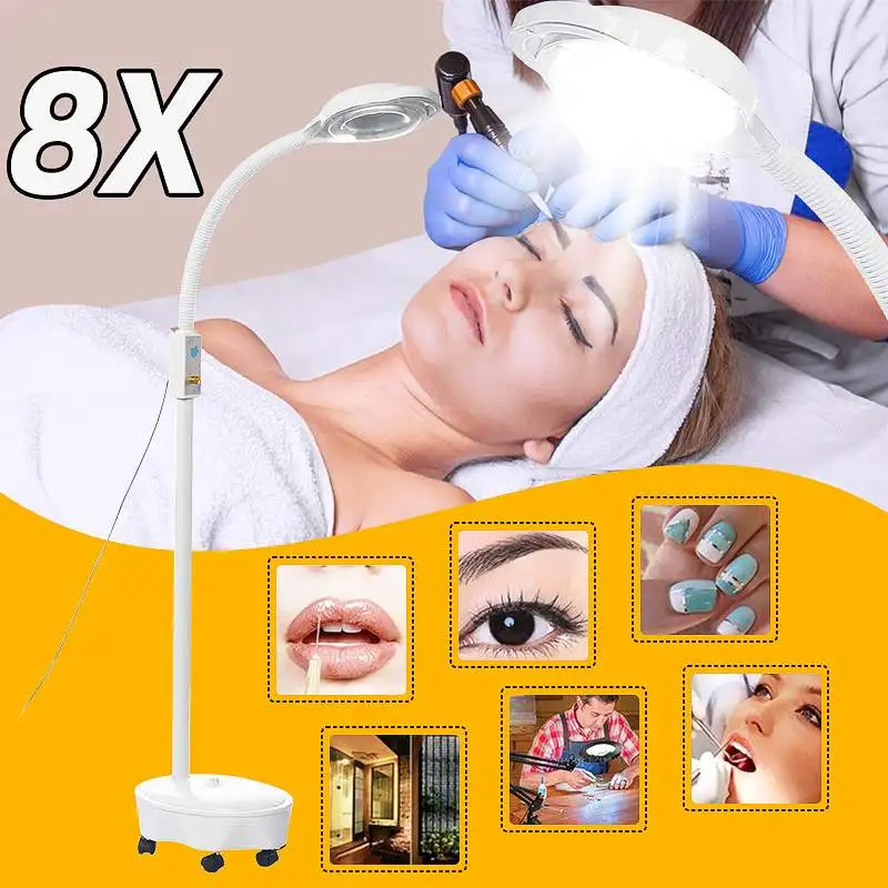 Rolling 120 LED Magnifier Lamp Floor Stand 8X Diopter with Adjustable Gooseneck Glass Lens
Rolling 120 LED Magnifier Lamp Floor Stand 8X Diopter with Adjustable Gooseneck Glass Lens