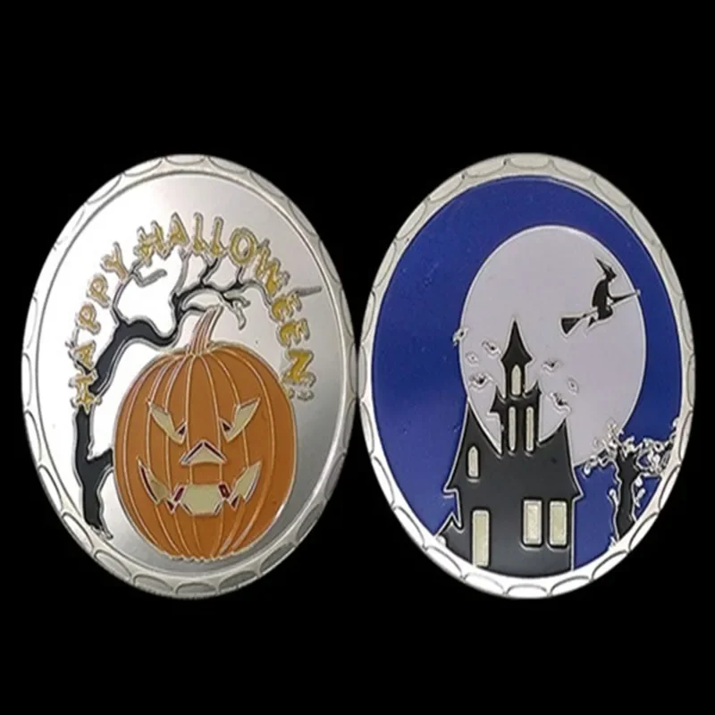 Pumpkin Head Ghost House of Halloween Coin, Fluorescence, Silver Plated, Souvenir, Metal Decoration, 40mm, 5 Pcs
Pumpkin Head Ghost House of Halloween Coin, Fluorescence, Silver Plated, Souvenir, Metal Decoration, 40mm, 5 Pcs