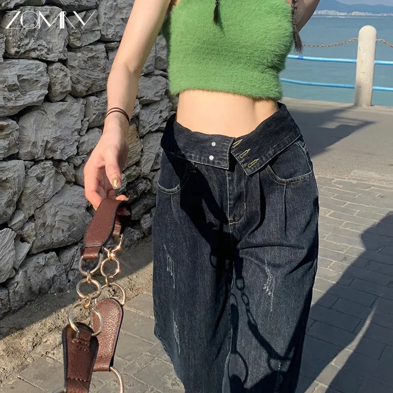 ZOMRY Y2K Spring Women's Blue Gray Black Irregular Cross Waist Denim Wide Leg Full Length Pants Loose Cargo Jeans Vintage Style
ZOMRY Y2K Spring Women's Blue Gray Black Irregular Cross Waist Denim Wide Leg Full Length Pants Loose Cargo Jeans Vintage Style