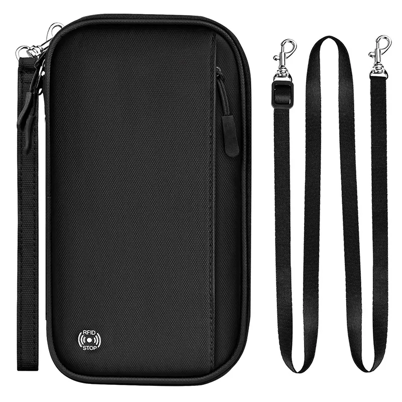 

2024 New Anti theft Swipe Card Bag Multi functional Zero Wallet Portable Large Capacity Travel Hanging Neck Passport Bag