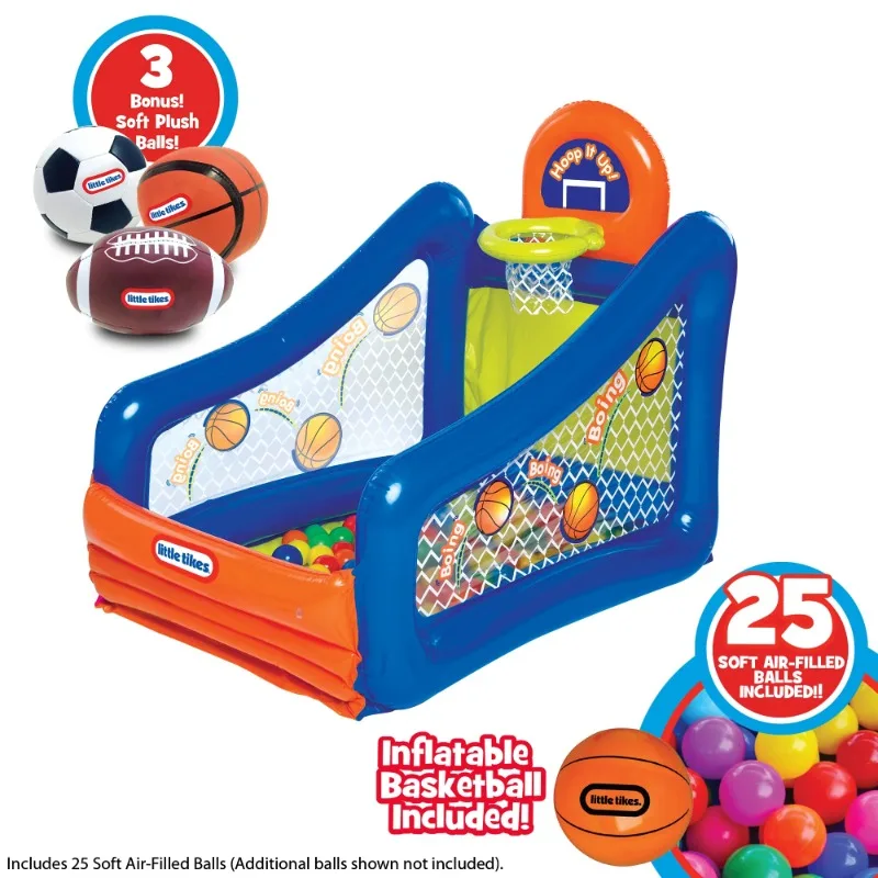 

Play Center, Inflatable Ball Pit with Basketball Hoop and 25 Balls, Ages 3 and Up