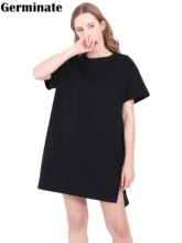 Germinate Basic Cotton Long T Shirt Dress Women Summer Batwing Aesthetic Fashion Casual Black White Slit Tops Tunics Oversized 
Germinate Basic Cotton Long T Shirt Dress Women Summer Batwing Aesthetic Fashion Casual Black White Slit Tops Tunics Oversized